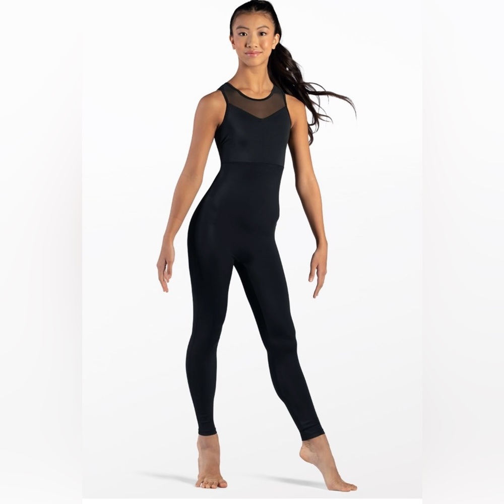 Mesh V-Neck Strappy Unitard